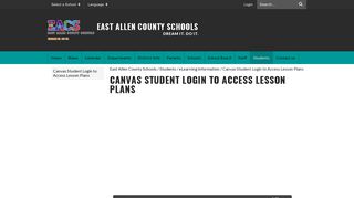 Canvas Student Login to Access Lesson Plans - East Allen County ...