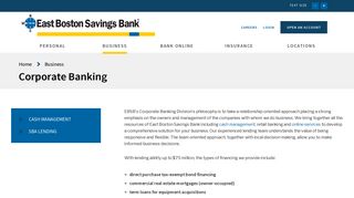Corporate Banking | East Boston Savings Bank