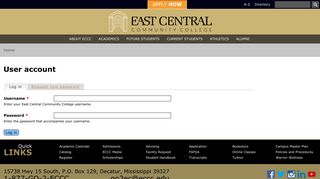 User account | East Central Community College