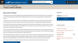 Borrower Policy | Your Local Library | East Lothian Council