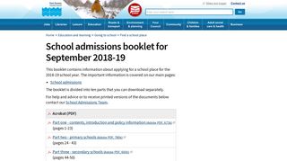 School admissions booklet for September 2018-19 – East Sussex ...