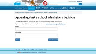 Appeal against a school admissions decision: Sign in – East Sussex ...