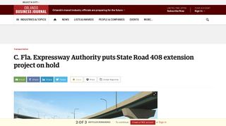 C. Fla. Expressway Authority puts State Road 408 extension project on ...