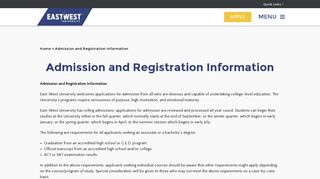 Admission and Registration Information / East-West University