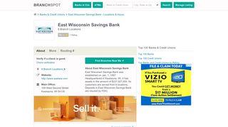 East Wisconsin Savings Bank - 6 Locations, Hours, Phone Numbers …