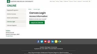 Canvas Login - Online - Eastern Michigan University