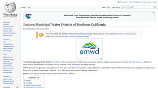 Eastern Municipal Water District of Southern California - Wikipedia