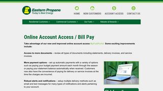 Eastern Propane online account access and bill pay MyFuelPortal