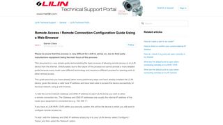 Remote Access / Remote Connection Configuration Guide Using a ...