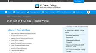 eConnect and eCampus Tutorial Videos : El Centro College