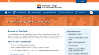 eConnect Get My Sign-In ID User Guide : Eastfield College