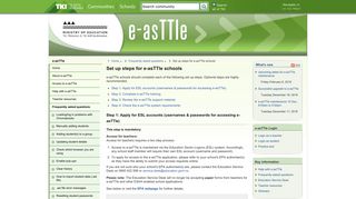 Set up steps for e-asTTle schools - TKI