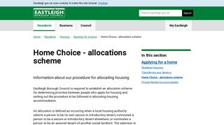 Home Choice | Eastleigh Borough Council