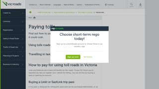 Paying tolls : VicRoads