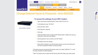 Change Network Name And Password - Arris MG5225 - My Eastlink