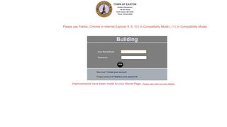 Easton Permit Application Login Page