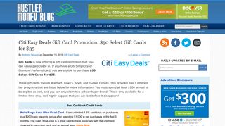 Citi Easy Deals Gift Card Promotion: $50 Select Gift Cards for $35