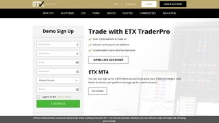 MT4 DEMO Sign Up - ETX Capital