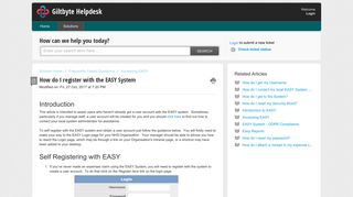 How do I register with the EASY System : Giltbyte Helpdesk