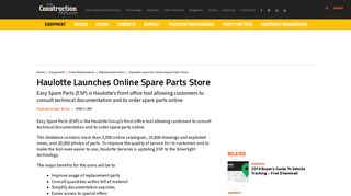Haulotte Launches Online Spare Parts Store - For Construction Pros