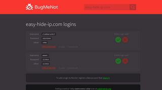 easy-hide-ip.com logins - BugMeNot