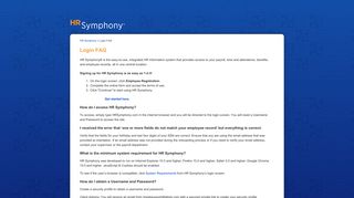 Login FAQ - HR Symphony