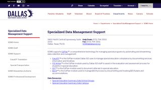 Specialized Data Management Support / SDMS Home - Dallas ISD