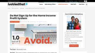 Home Income Profit System Review - Beware!