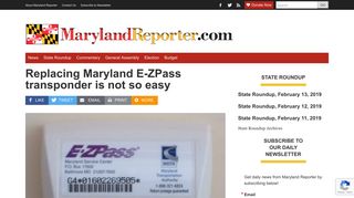 Replacing Maryland E-ZPass transponder is not so easy ...