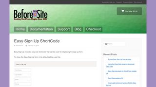 Easy Sign Up shortcode [easy_sign_up] - Beforesite