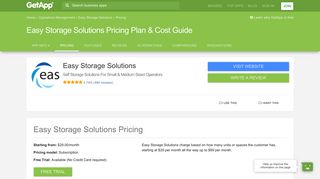 Easy Storage Solutions Pricing Plan & Cost Guide | GetApp®