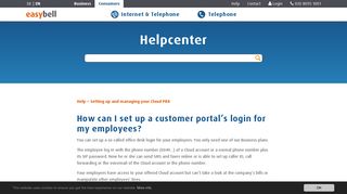 How can I set up a customer portal's login for my employees? - easybell