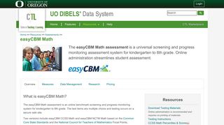 easyCBM Math : UO DIBELS Data System