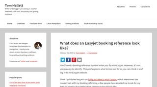What does an Easyjet booking reference look like? - Tom Hallett
