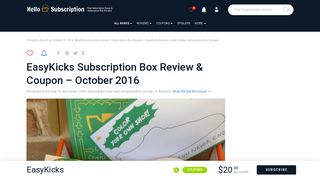 EasyKicks Subscription Box Review & Coupon - October 2016 - hello ...