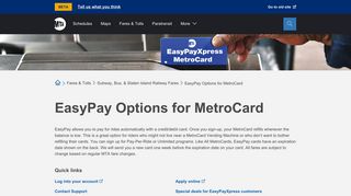 EasyPay Options for MetroCard - MTA