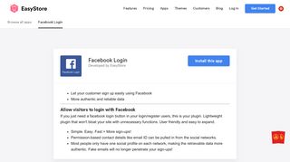 Facebook Login | Apps | EasyStore
