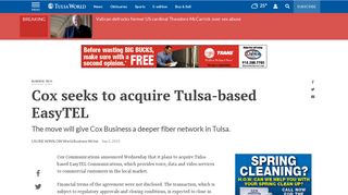 Cox seeks to acquire Tulsa-based EasyTEL | Technology | tulsaworld ...