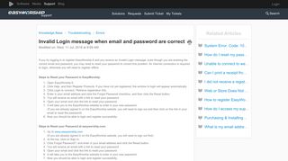 Invalid Login message when email and password are correct ...