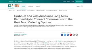 Grubhub and Yelp Announce Long-term Partnership to Connect ...