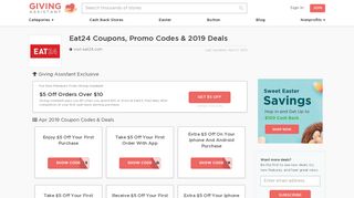 69 Eat24 Coupons & Promo Codes Feb. 2019 - Giving Assistant