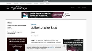 Agilysys acquires Eatec | Nation's Restaurant News