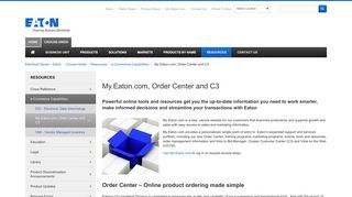 My.Eaton.com, Order Center and C3 - Cooper Industries