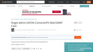 forget admin EATON ConnectUPS Web/SNMP Card - Spiceworks Community