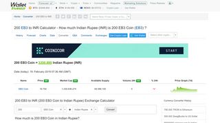 200 EB3 Coin to Indian Rupee - WalletInvestor.com