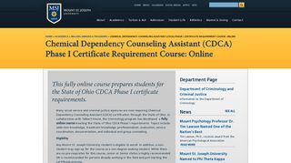 Chemical Dependency Counseling Assistant (CDCA) Phase I ...