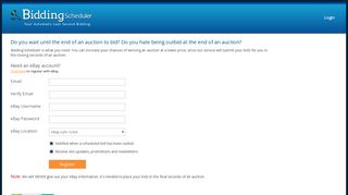 BiddingScheduler.com - Registration Form - eBay Bidding Scheduler