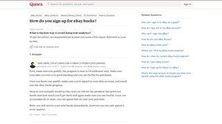 How to sign up for eBay bucks - Quora