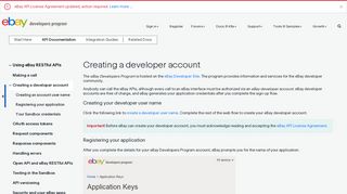 Creating a developer account - eBay Developers Program