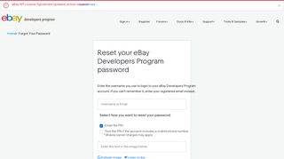 eBay Developers Program Forgot Your Password | eBay